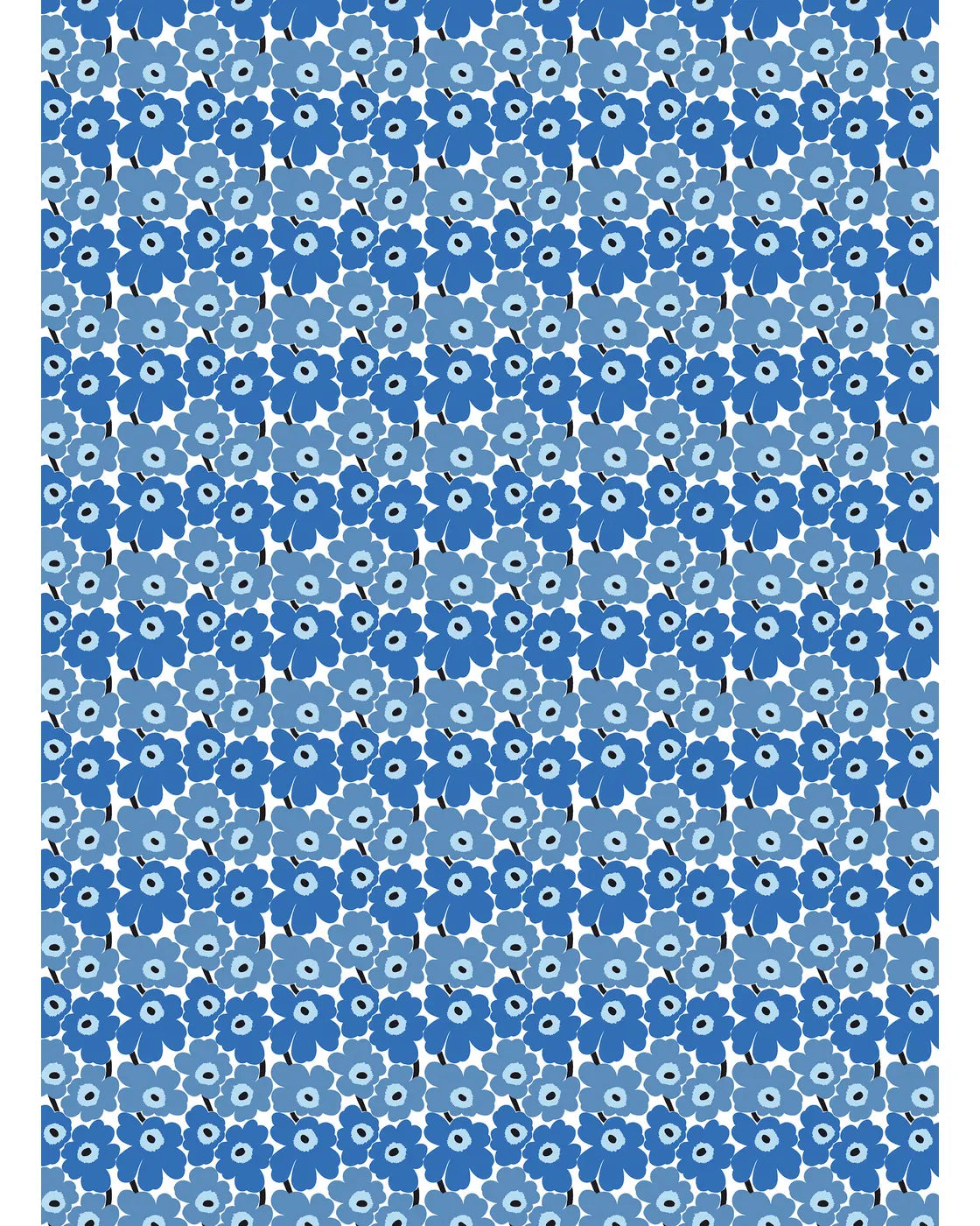 Marimekko Mini Unikko Cotton Fabric - Blue/White (Per 1/2 Metre)