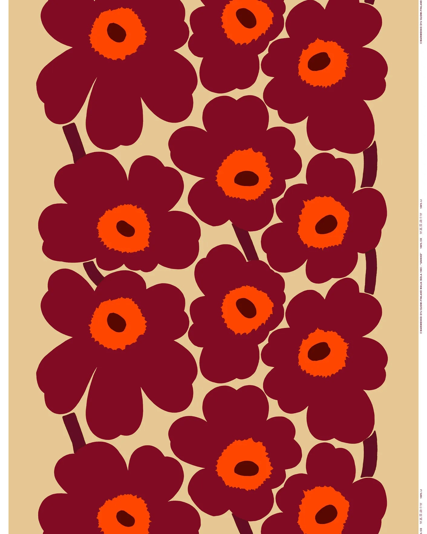 Marimekko Unikko Acrylic-Coated Organic Cotton Fabric - (Per 1/2 Marimekko Unikko Acrylic-Coated Organic Cotton Fabric - (Per 1/2