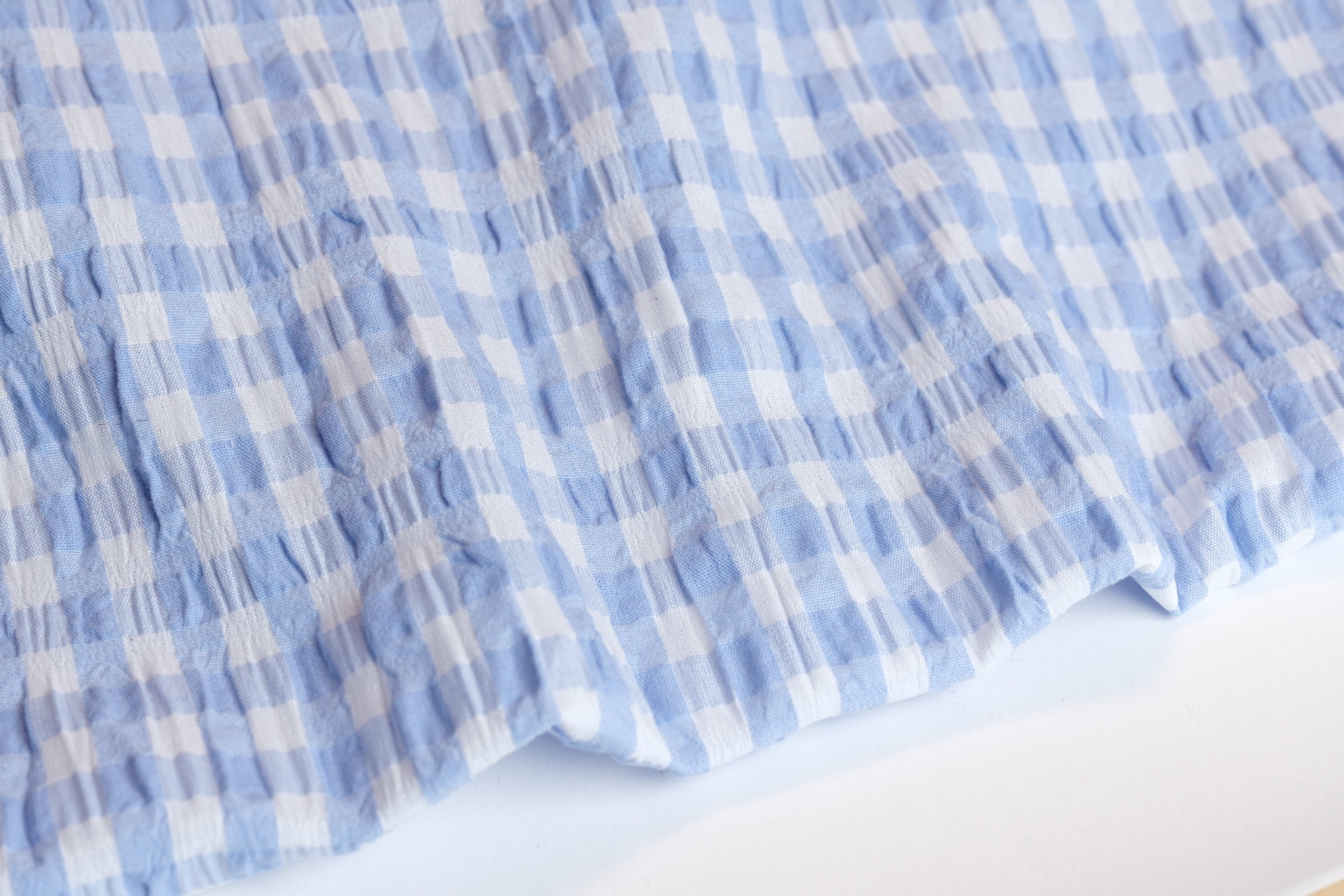 Cotton Blend Gingham Seersucker (Per 1/2 M)