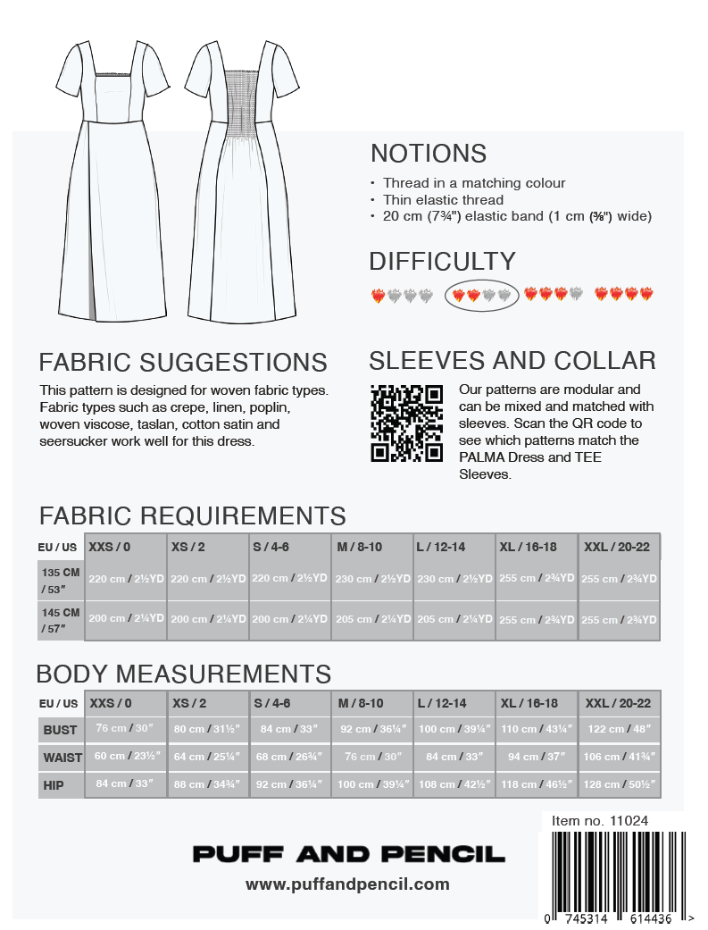 Puff and Pencil Palma Dress with Tee Sleeves - Paper Pattern