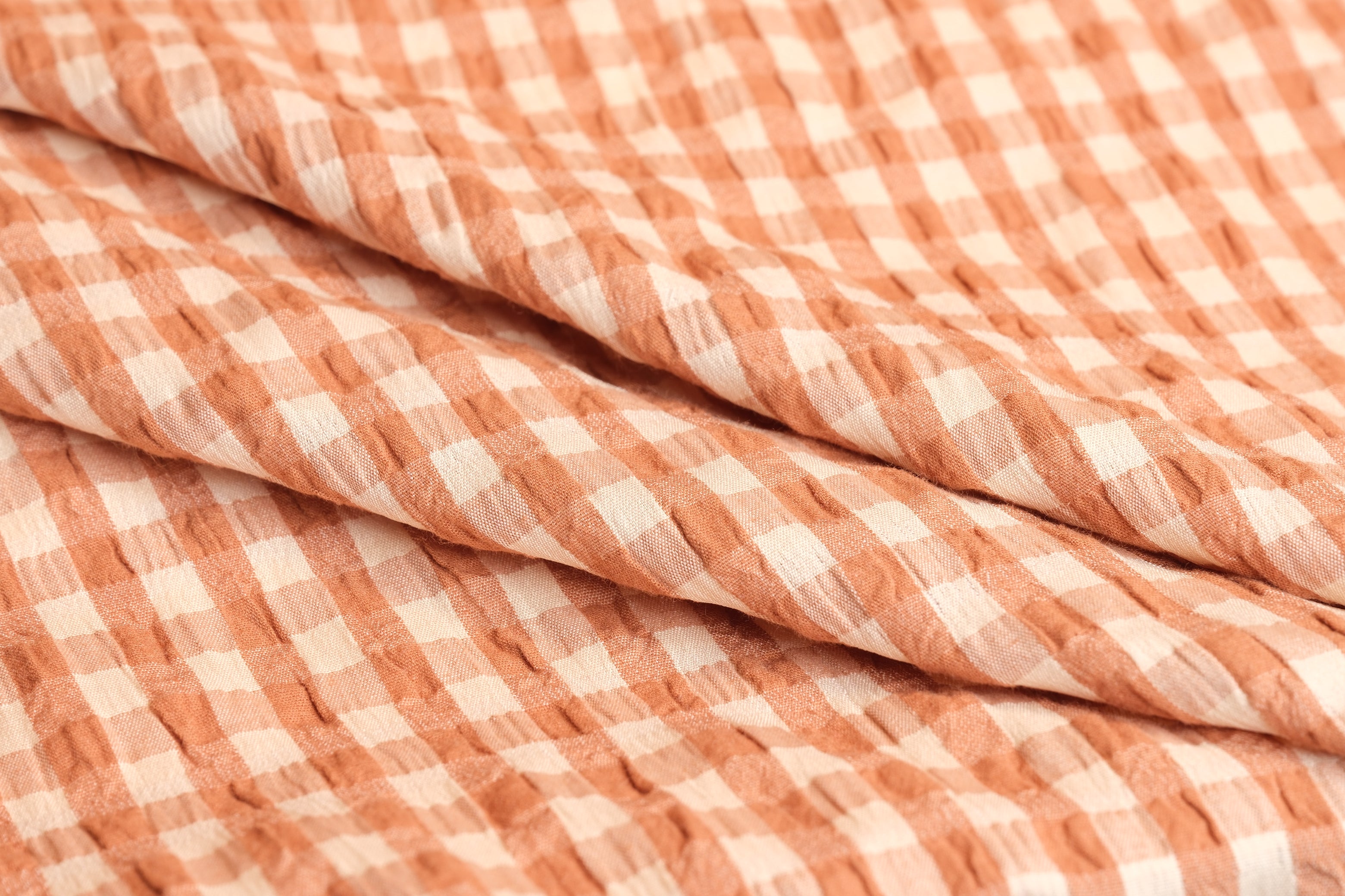 Cotton Blend Gingham Seersucker (Per 1/2 M)