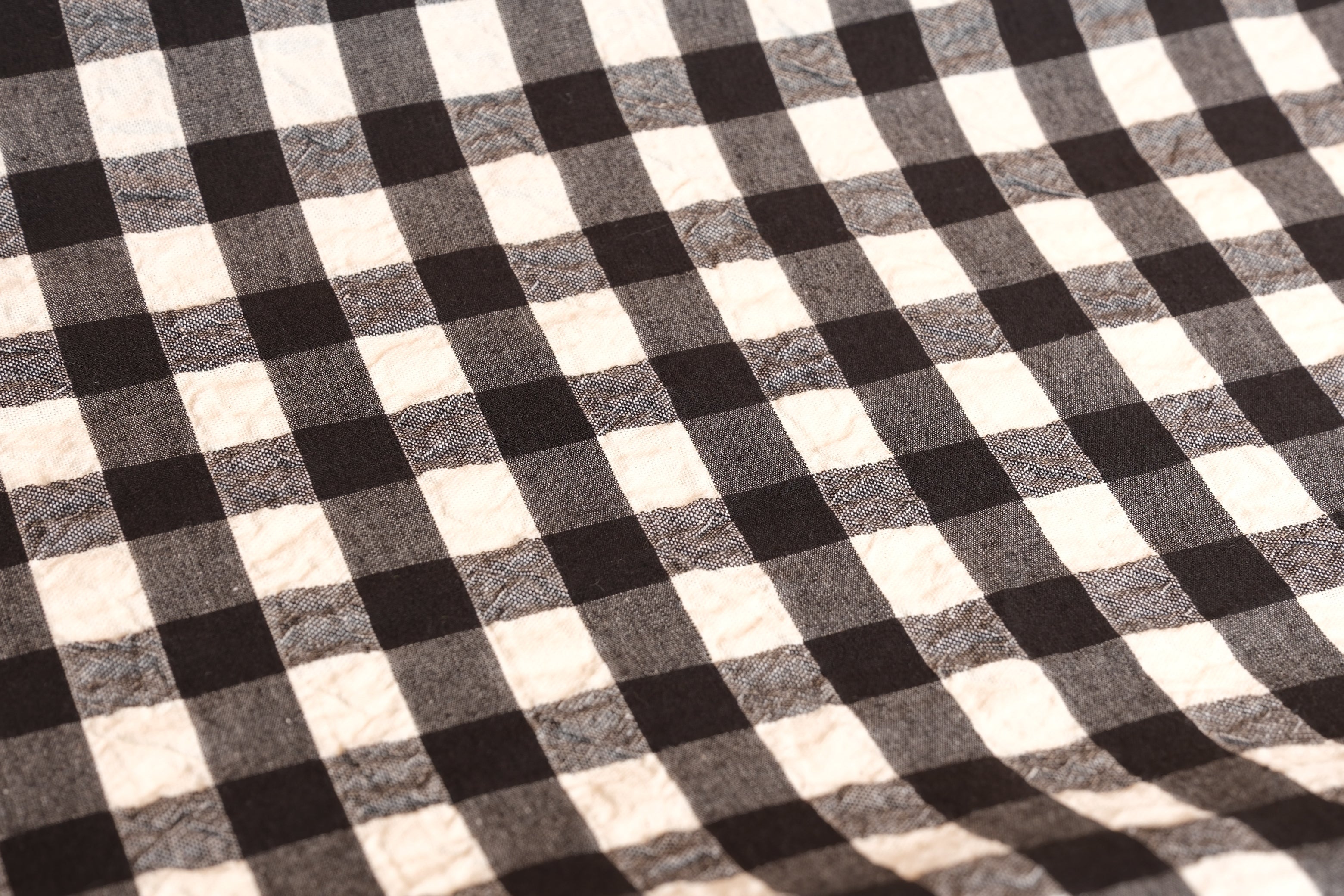 100% Cotton Seersucker - Black and White (Per 1/2 M)