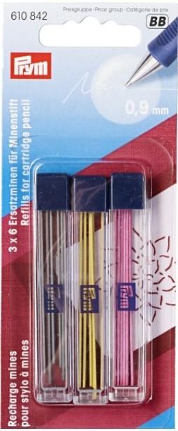 Mechanical Pencil refills - 0.9mm, 18 count, yellow/black/pink