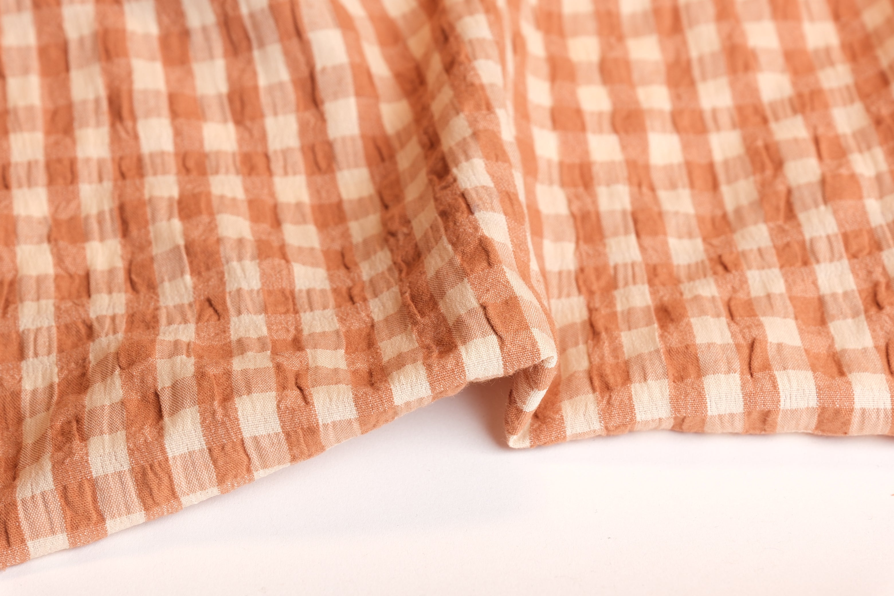 Cotton Blend Gingham Seersucker (Per 1/2 M)