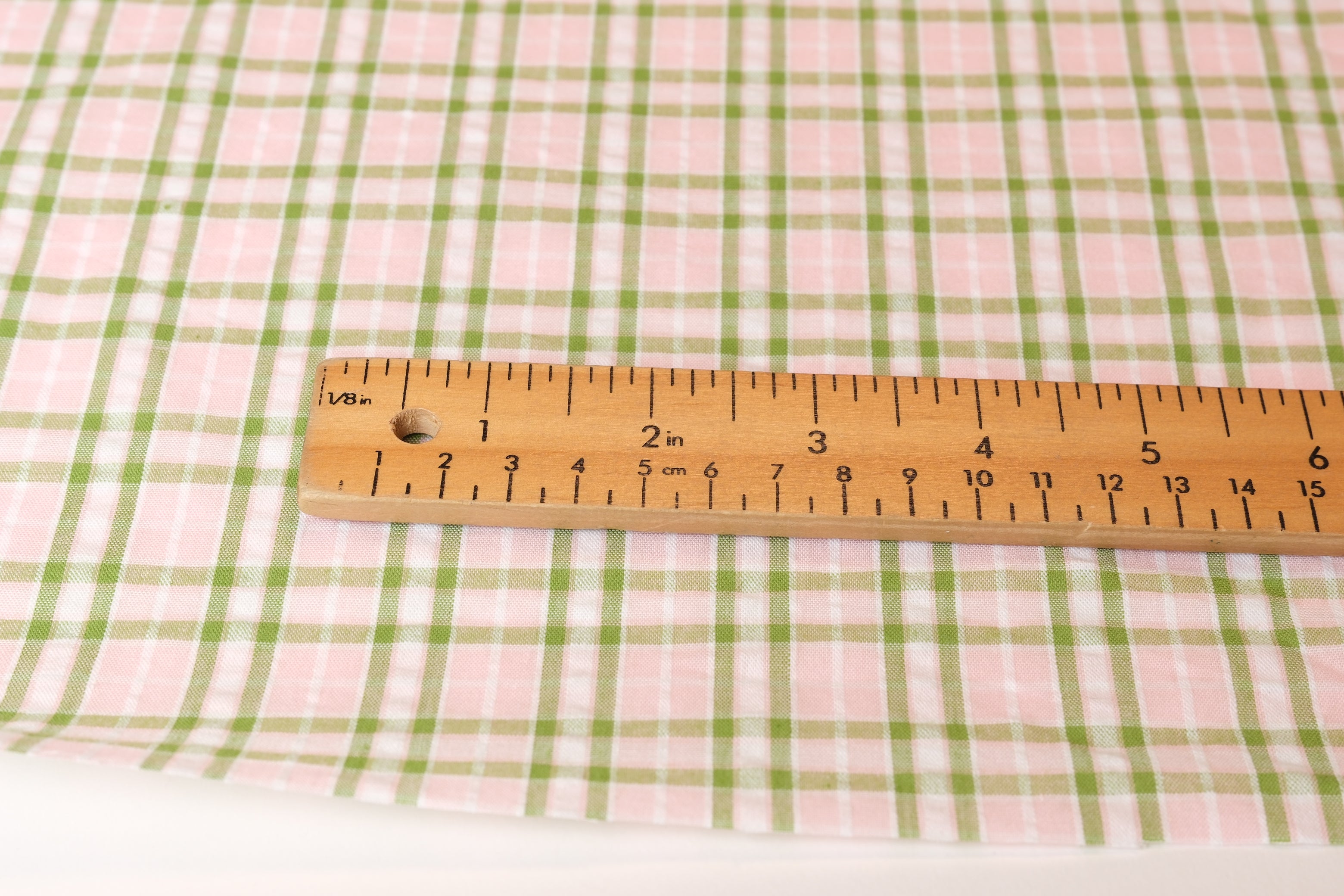 100% Cotton Seersucker - Green and Pink (Per 1/2 M)