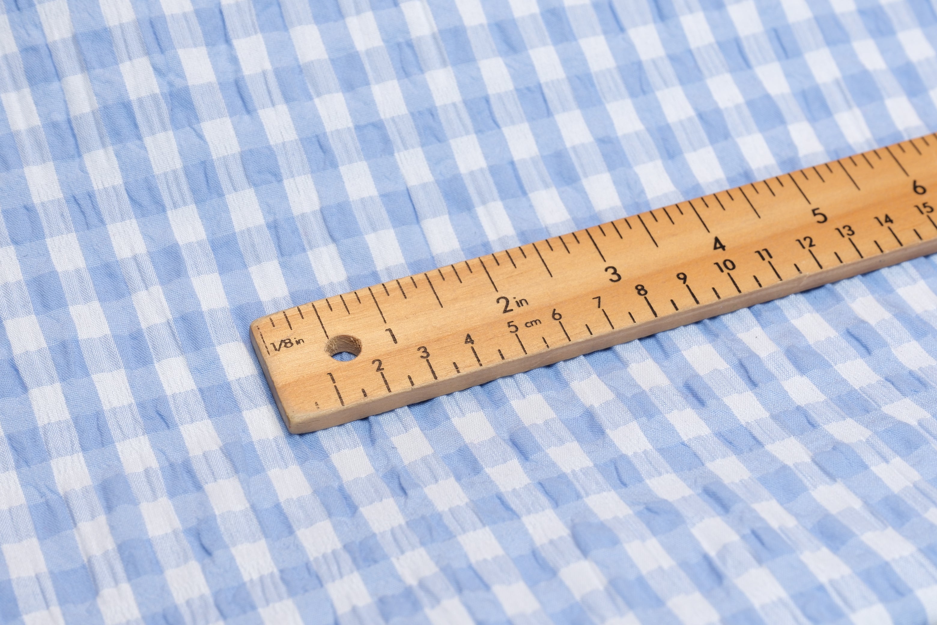 Cotton Blend Gingham Seersucker (Per 1/2 M)