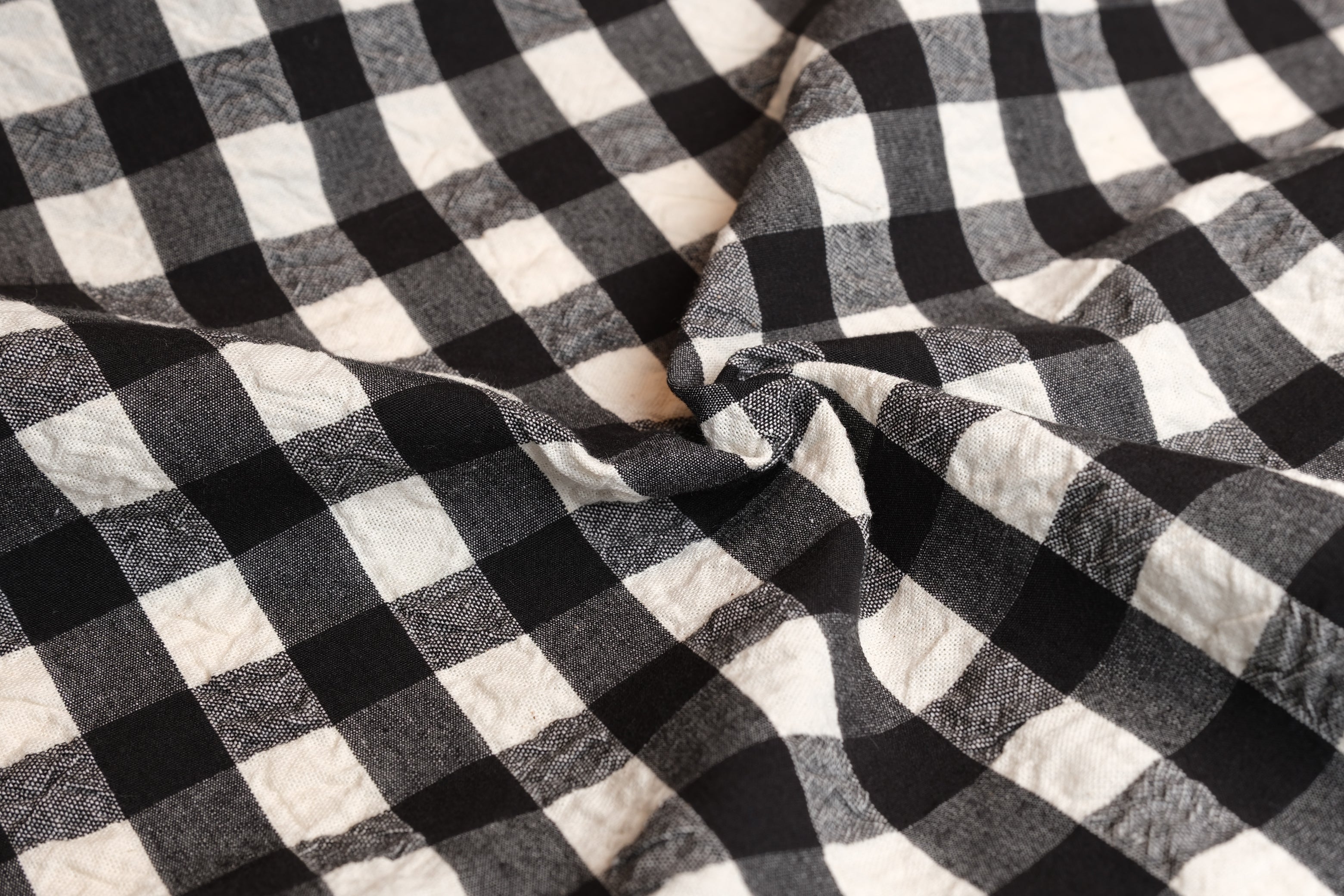 100% Cotton Seersucker - Black and White (Per 1/2 M)