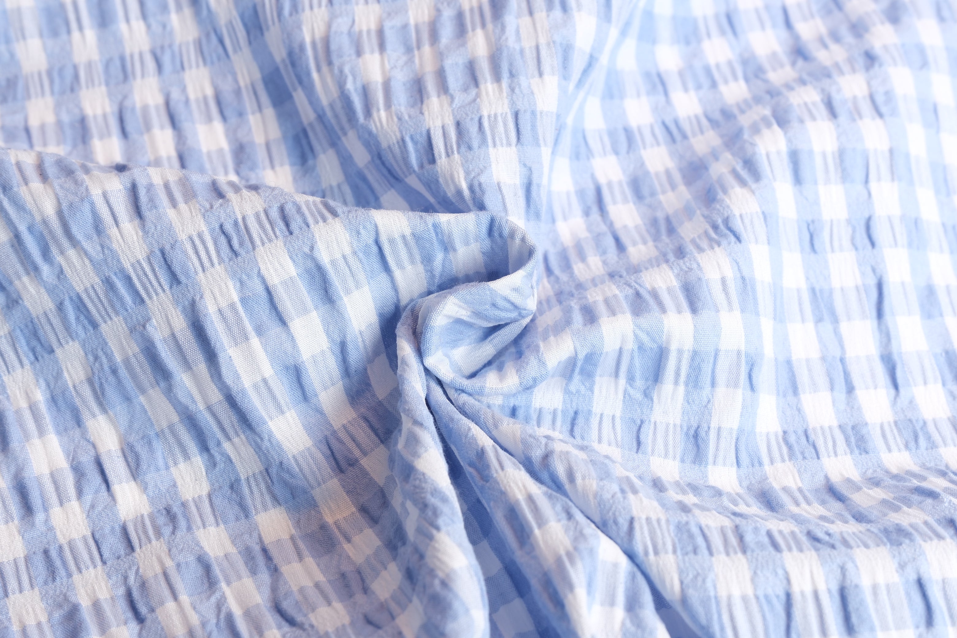 Cotton Blend Gingham Seersucker (Per 1/2 M)