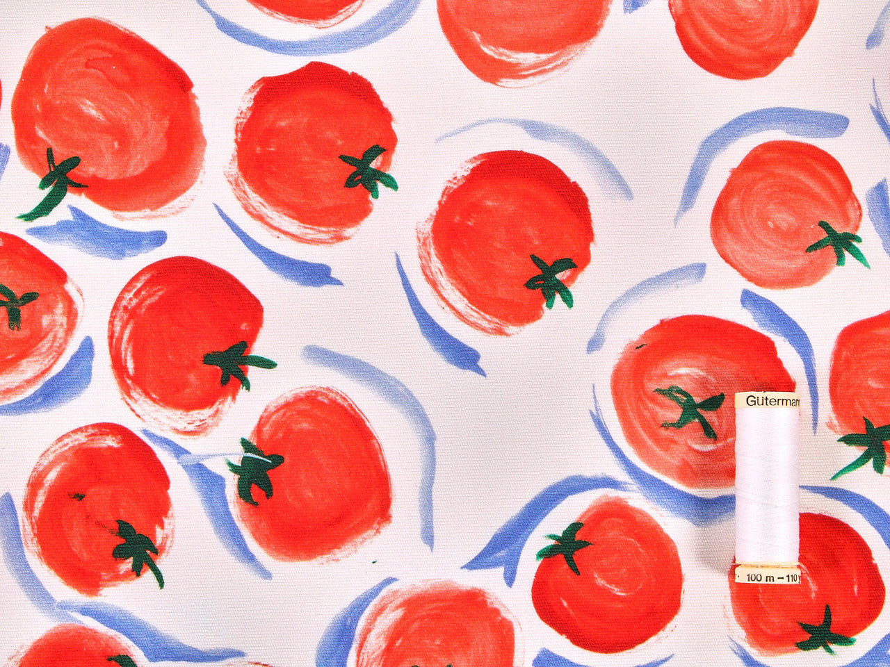 Tomato Print Stretch Cotton Denim - per 1/2M