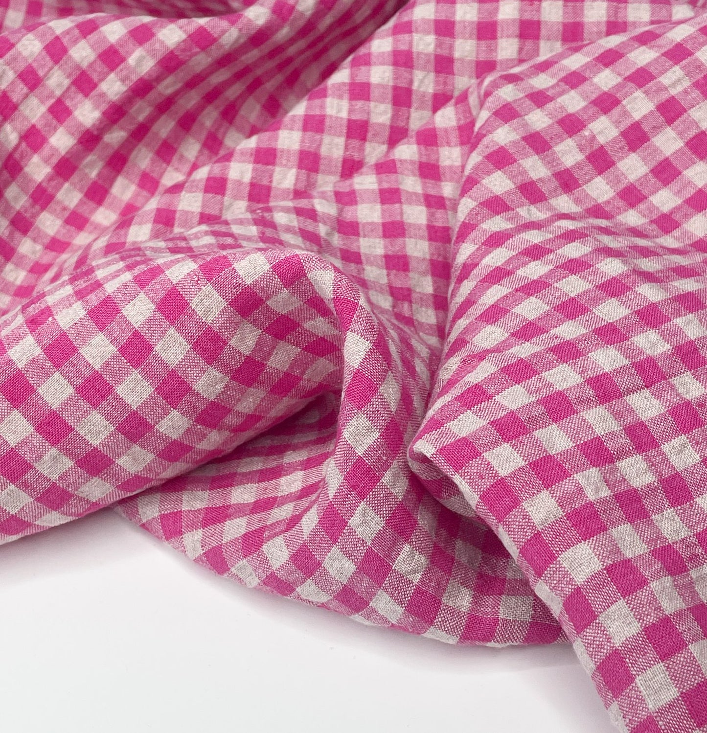 Gingham Linen - Fuchsia (per 1/2 metre)