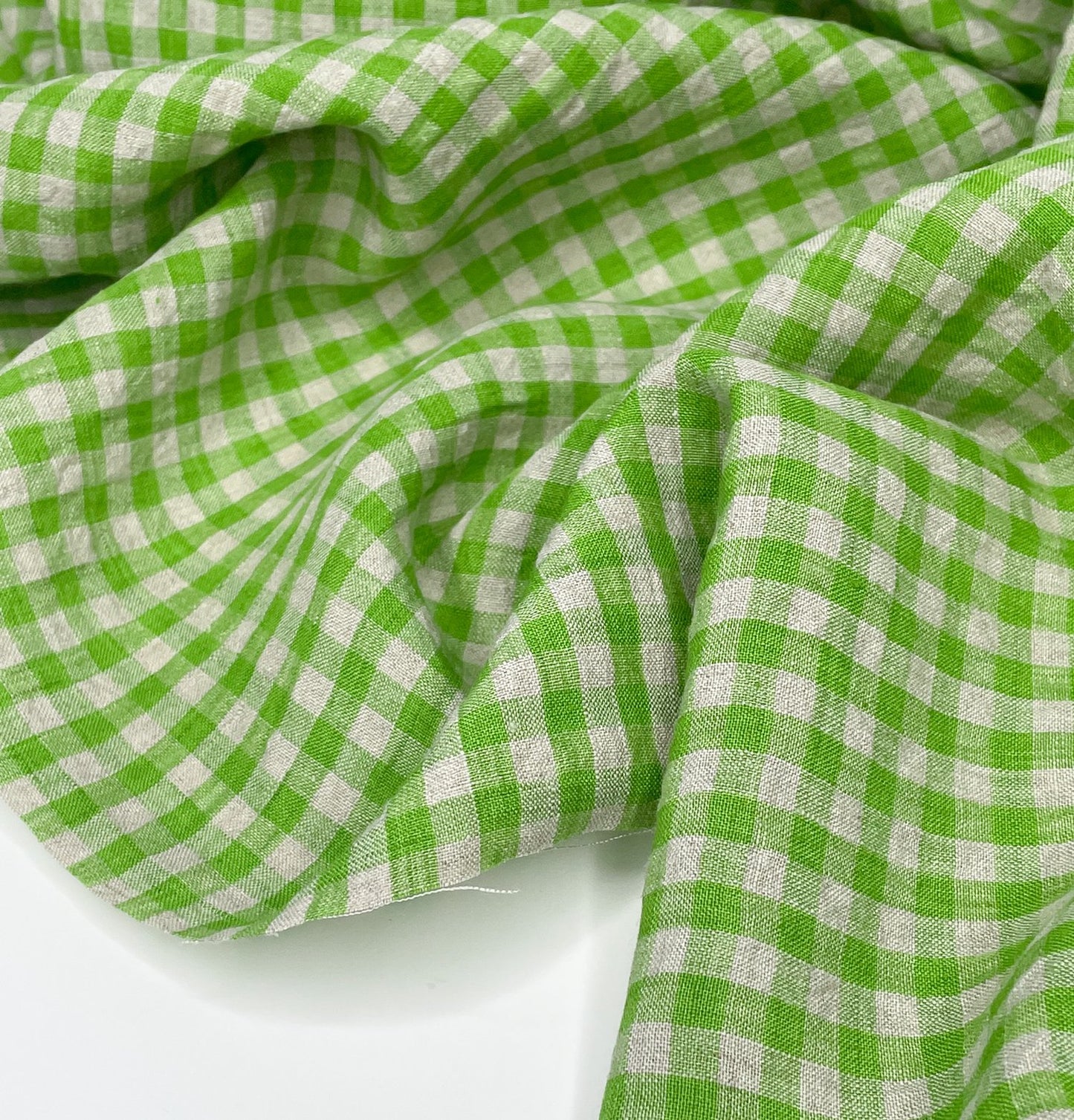 1 M Lime Gingham Linen - Remnant
