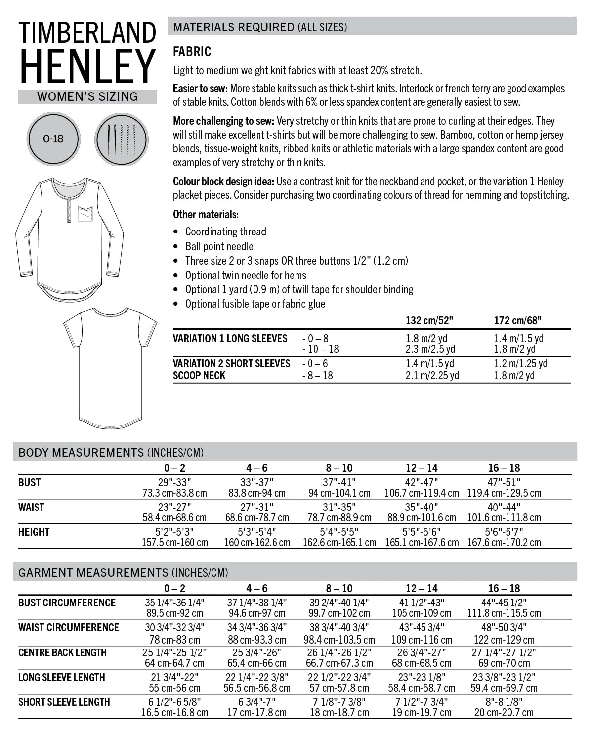Thread Theory Timberland Henley - PDF Pattern