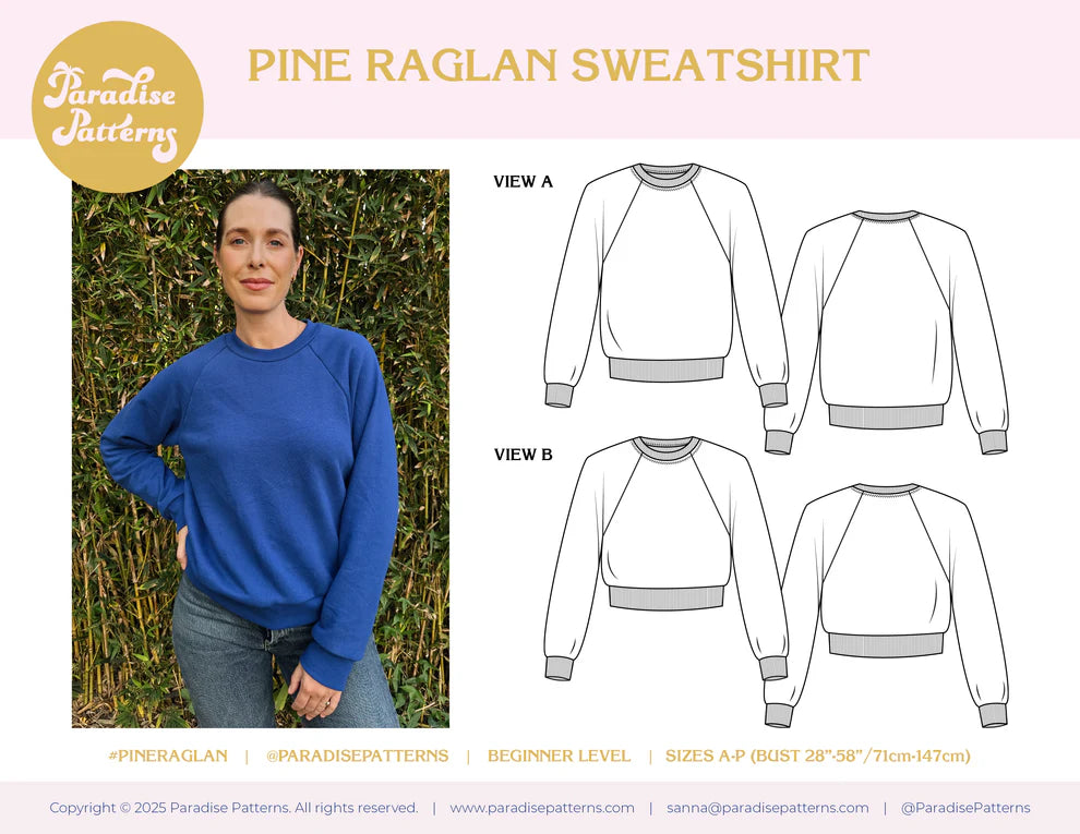 Paradise Patterns Pine Raglan - PDF Pattern