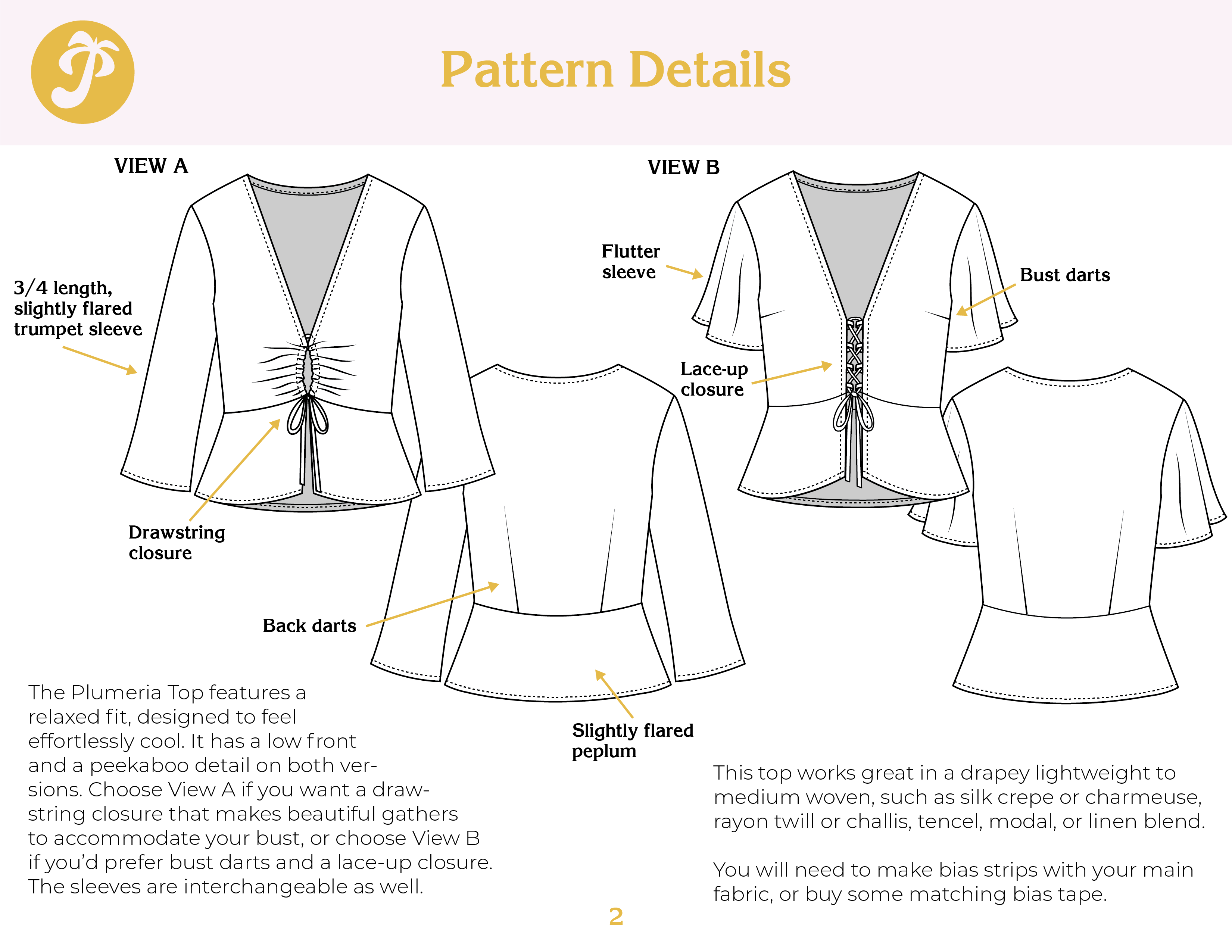 Paradise Patterns Plumeria Top - PDF Pattern