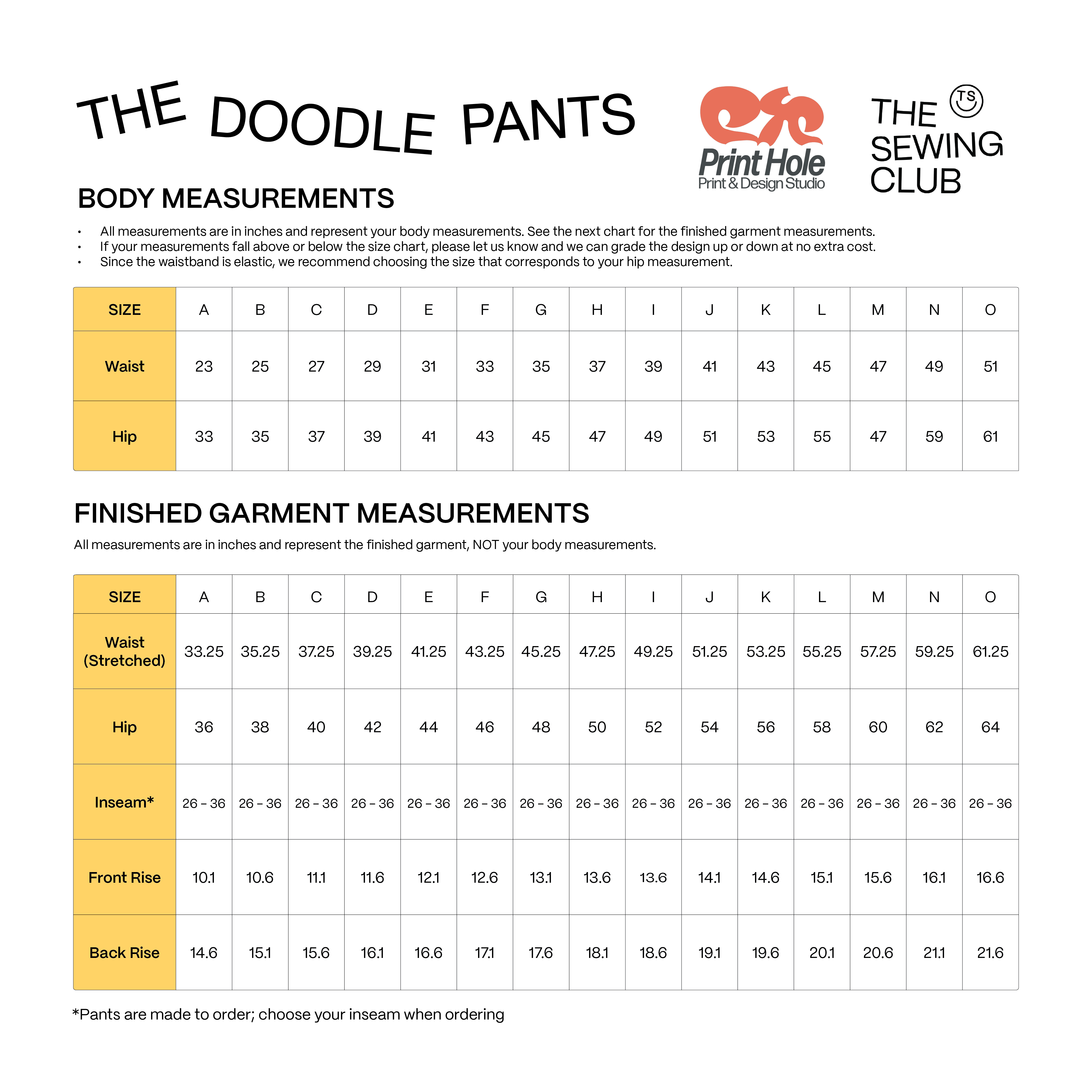 Print Hole x The Sewing Club Doodle Pants