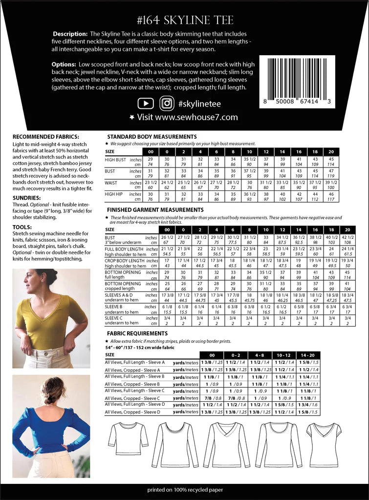 Sew House Seven Skyline Tee - Paper Sewing Pattern
