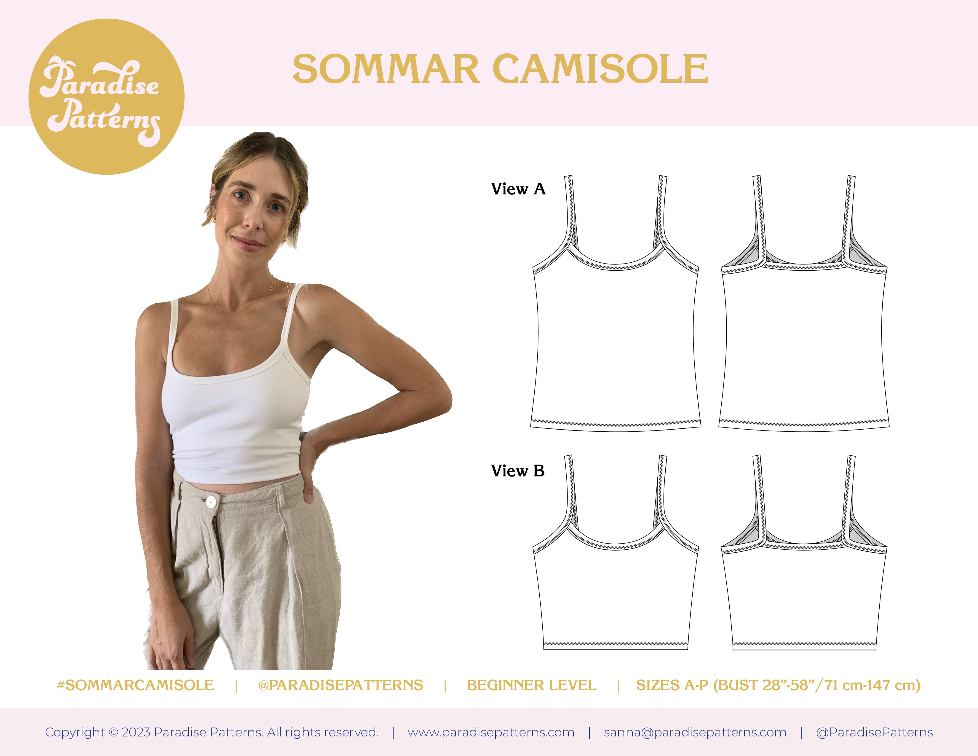Paradise Patterns Sommar Camisole - PDF Pattern