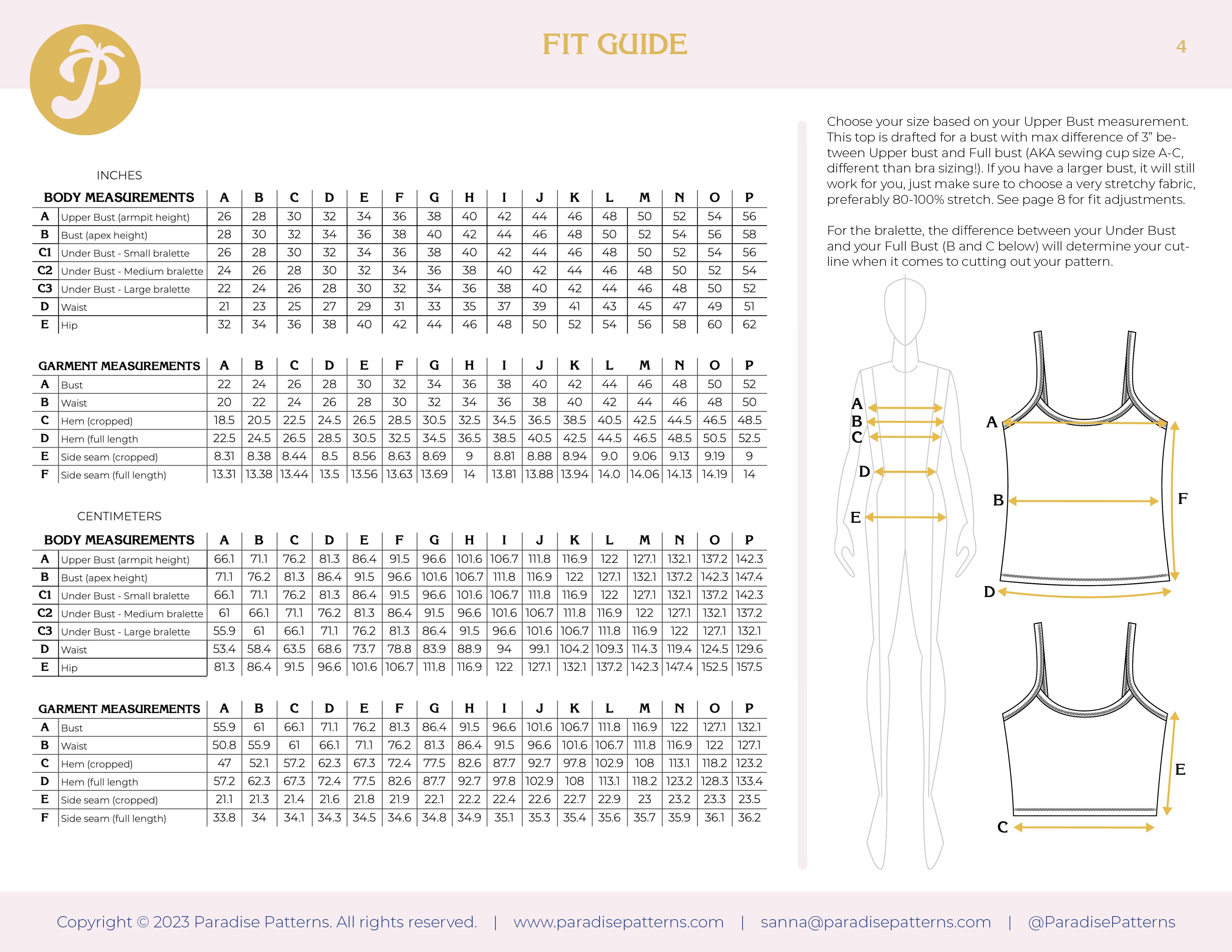 Paradise Patterns Sommar Camisole - PDF Pattern