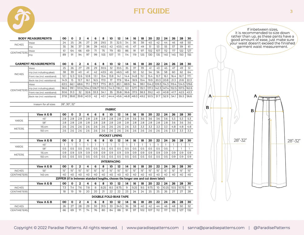 Paradise Patterns Protea Pants - PDF Pattern