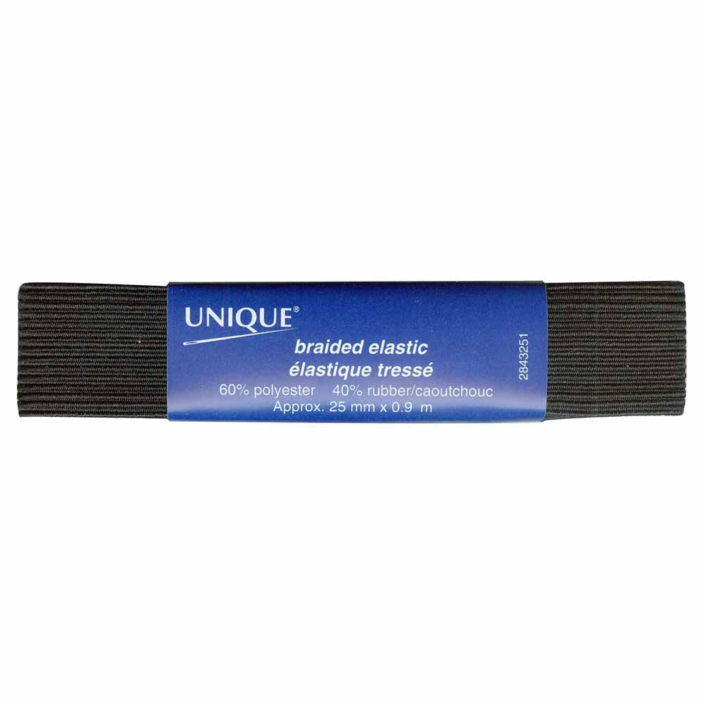 Braided Elastic - 25cm / 1" - 0.9M Black