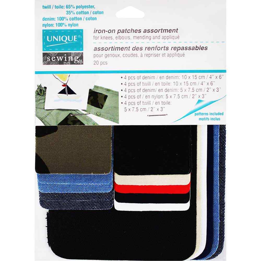 Iron-On Patches - Assorted Colours - 20 pcs.