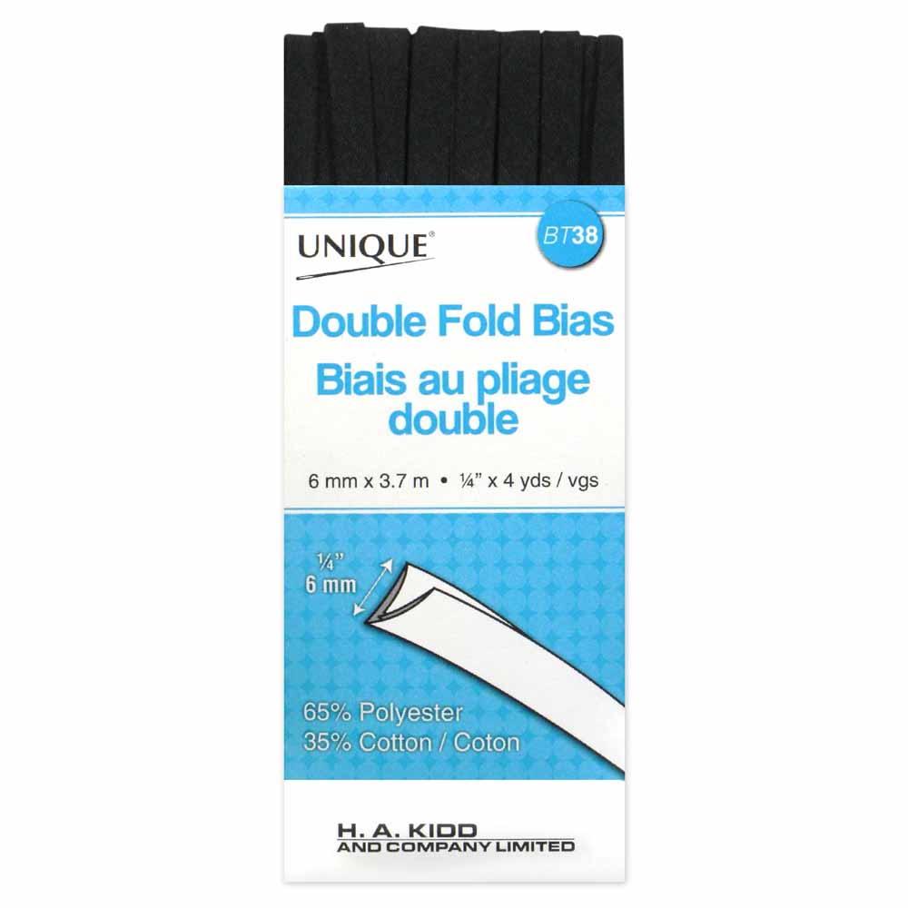 Double Fold Bias Tape 6mm x 3.7m - Black