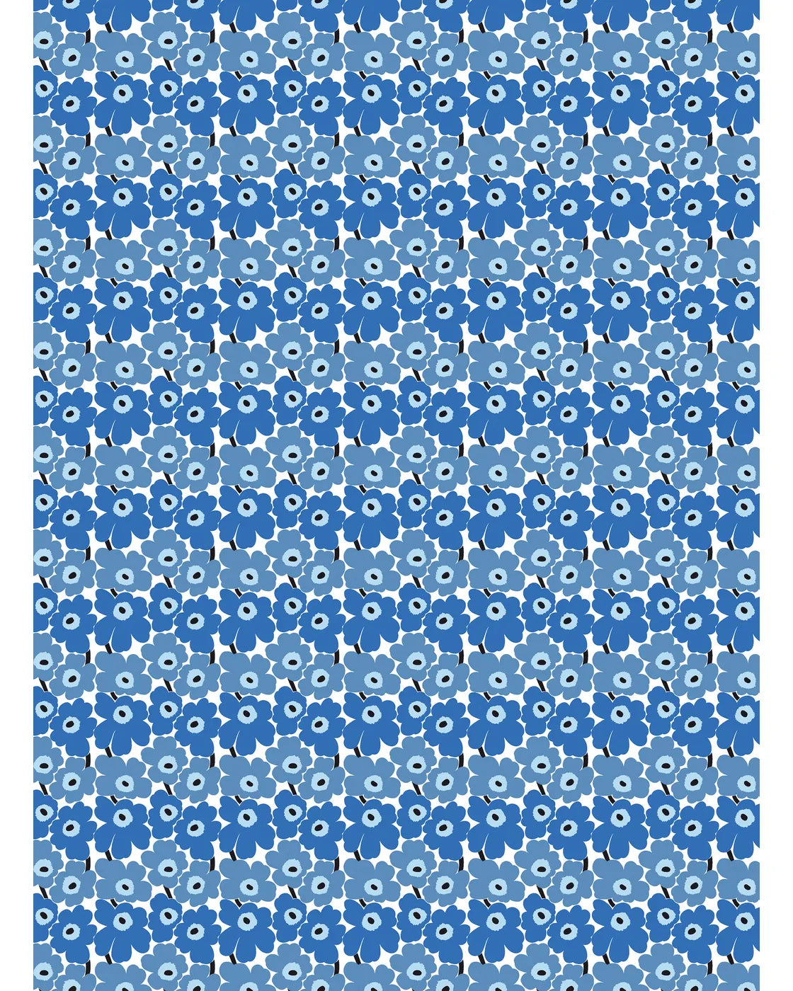 Marimekko Mini Unikko Cotton Fabric - Blue/White (Per 1/2 Metre)
