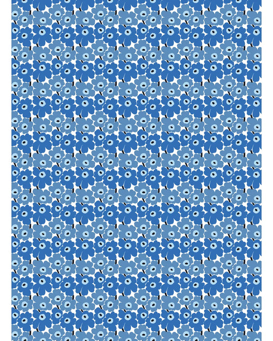 Marimekko Mini Unikko Cotton Fabric - Blue/White (Per 1/2 Metre)