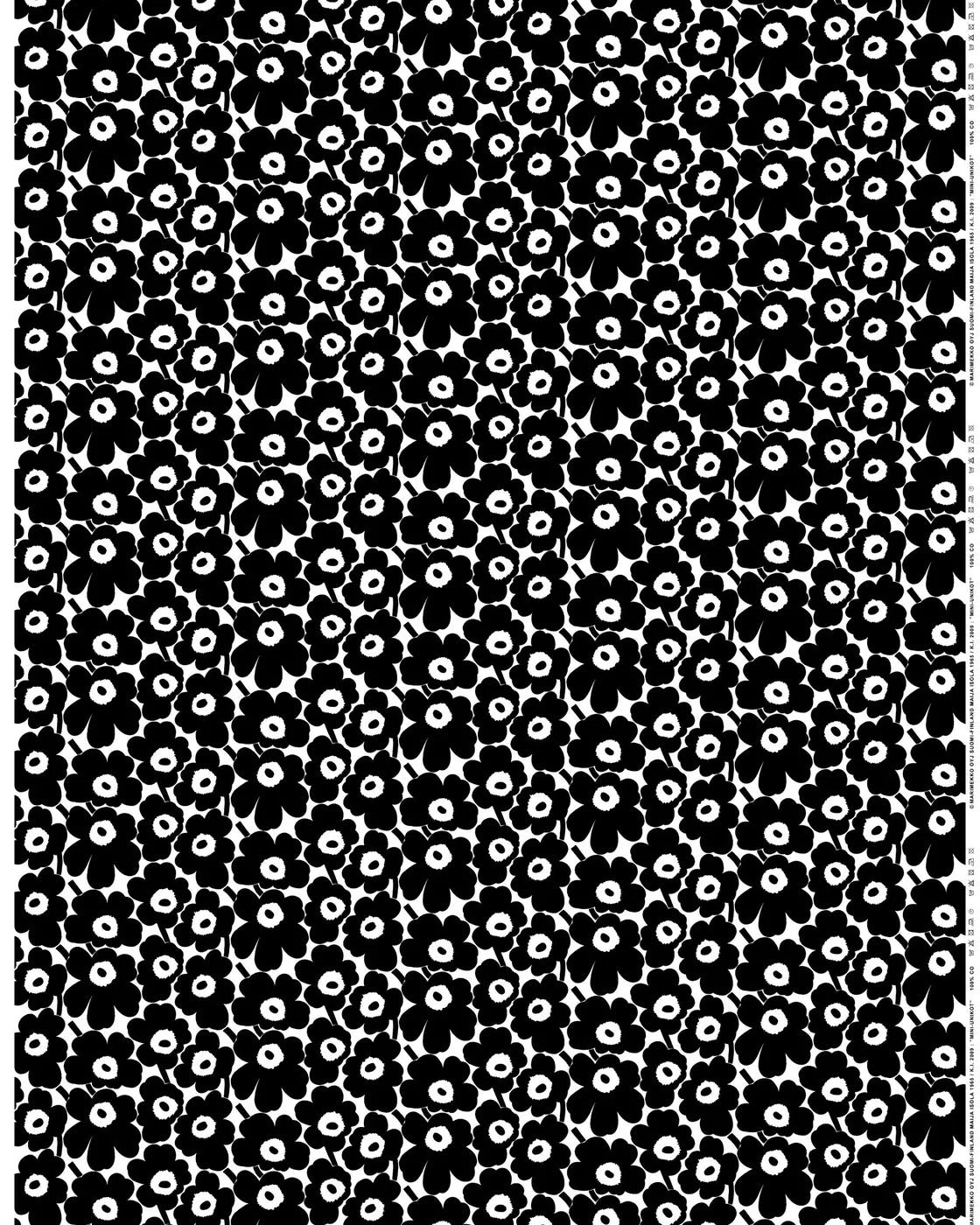 Marimekko Mini Unikko Cotton Fabric - Black/White (Per 1/2 Metre)