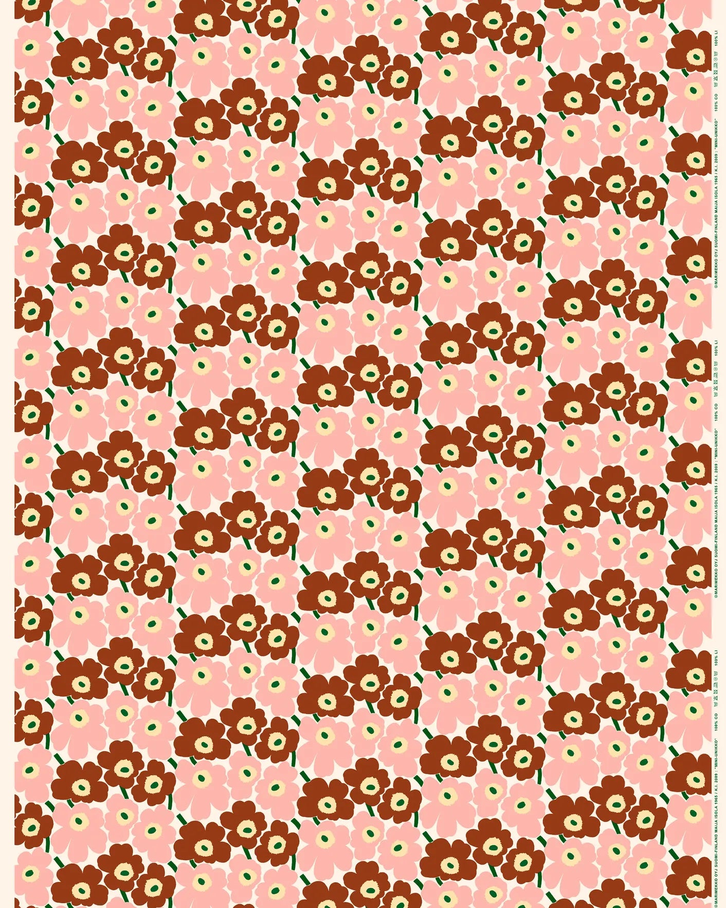 Marimekko Mini Unikko Cotton - Pink/Terracotta/Kelly Green (per 1/2 M)