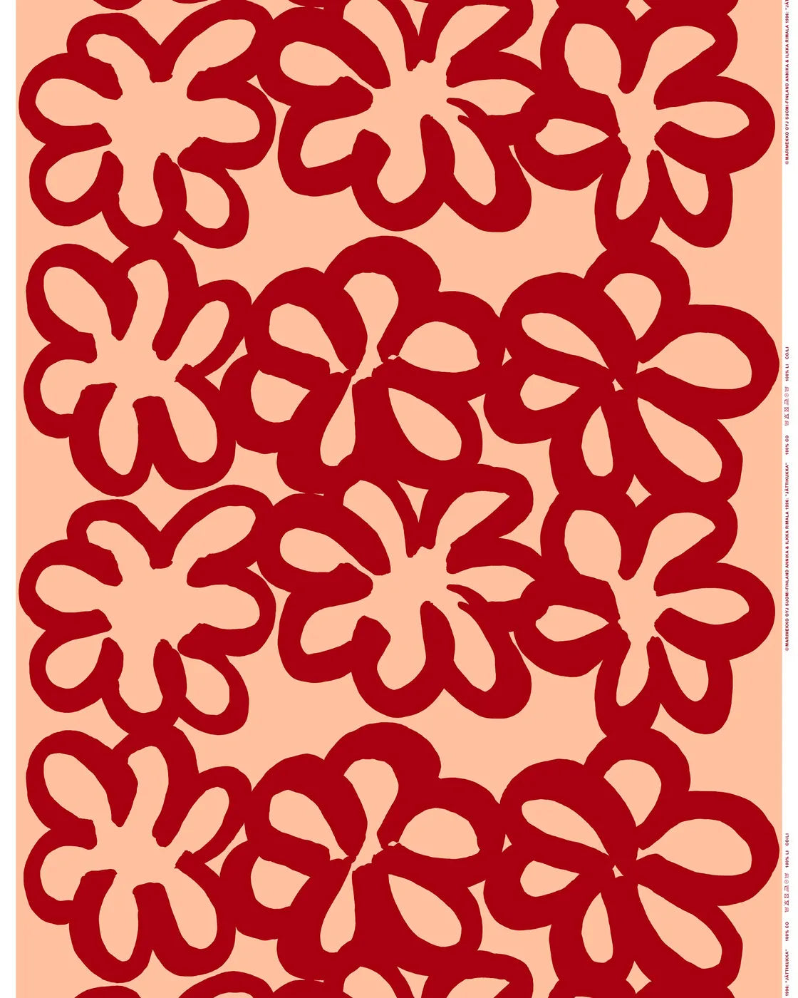 Marimekko Jättikukka Cotton Fabric - Pink & Red (Per 1/2 Metre)