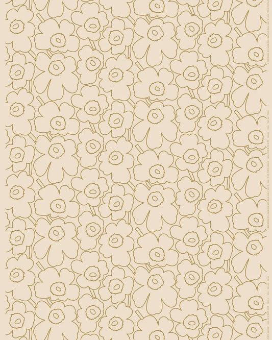 Marimekko Pieni Piirto Unikko Linen/Cotton Fabric - Gold (Per 1/2 Metre)