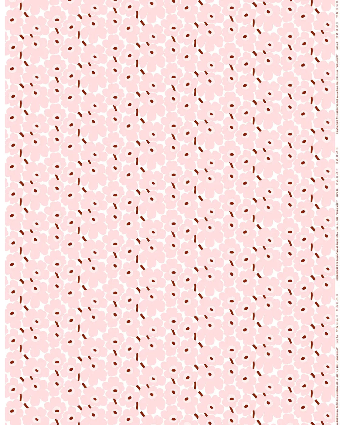 Marimekko Mini Unikko Organic Cotton Fabric - Pink/Burgundy (Per 1/2 Metre)