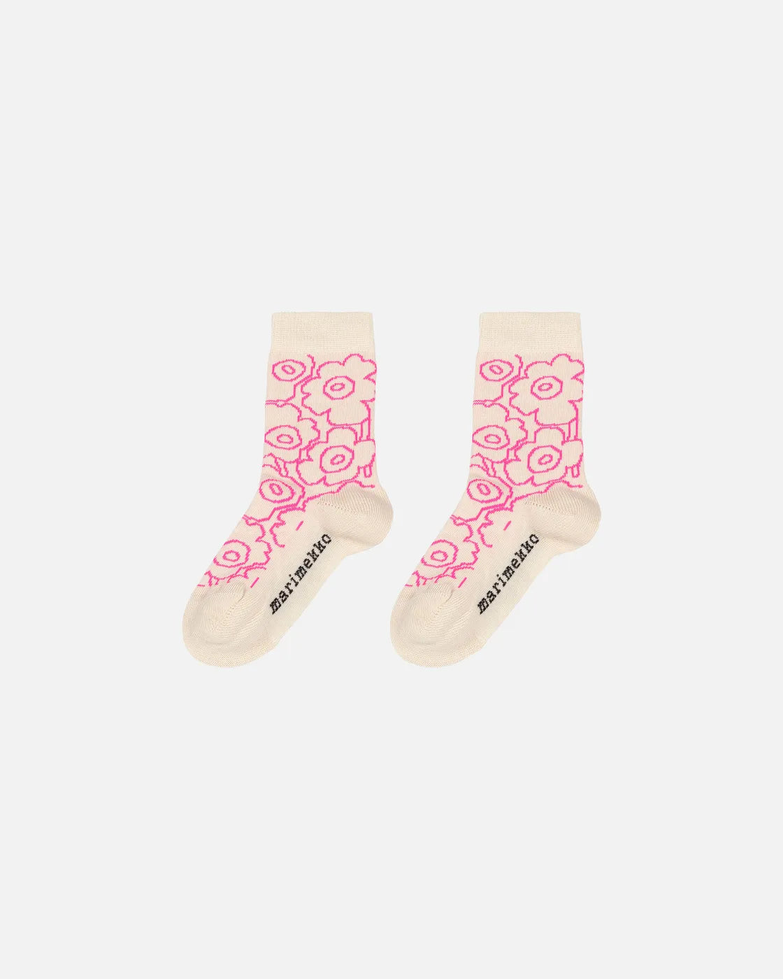 Marimekko Makeinen Piirto Unikko Baby Socks - Cream/Neon Pink