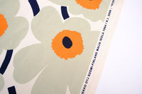 Marimekko Pieni Unikko Cotton Fabric - Salvia/Warm Orange (Per 1/2 Metre)