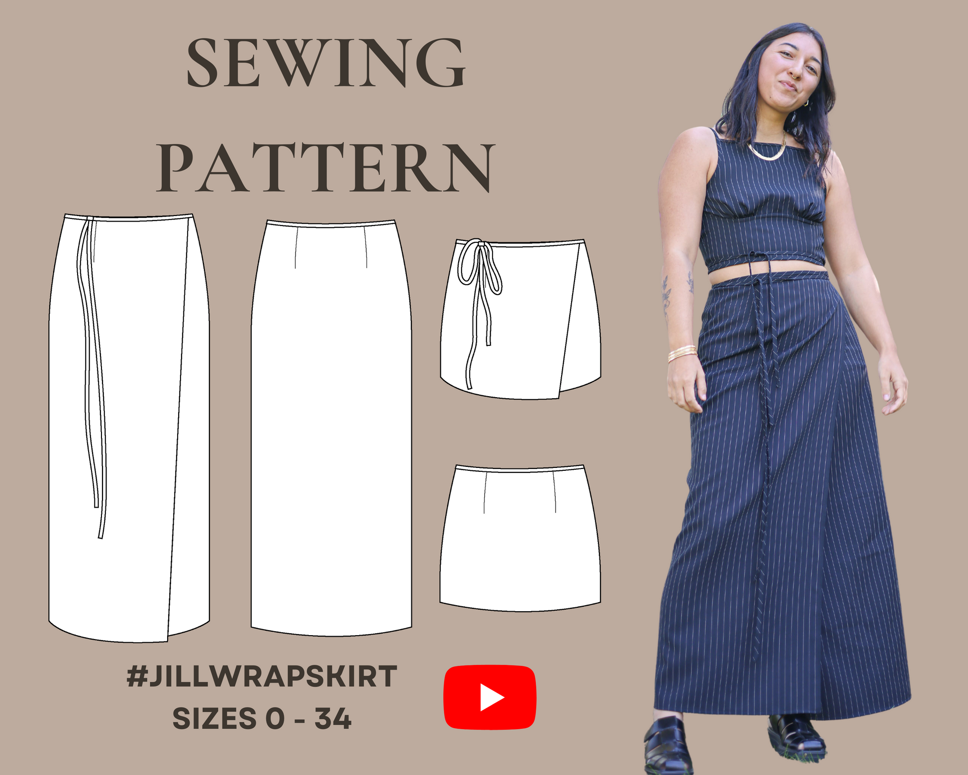 Mini Skirt Long Wrap Skirt Sewing Pattern Long Skirt Easy Wrap