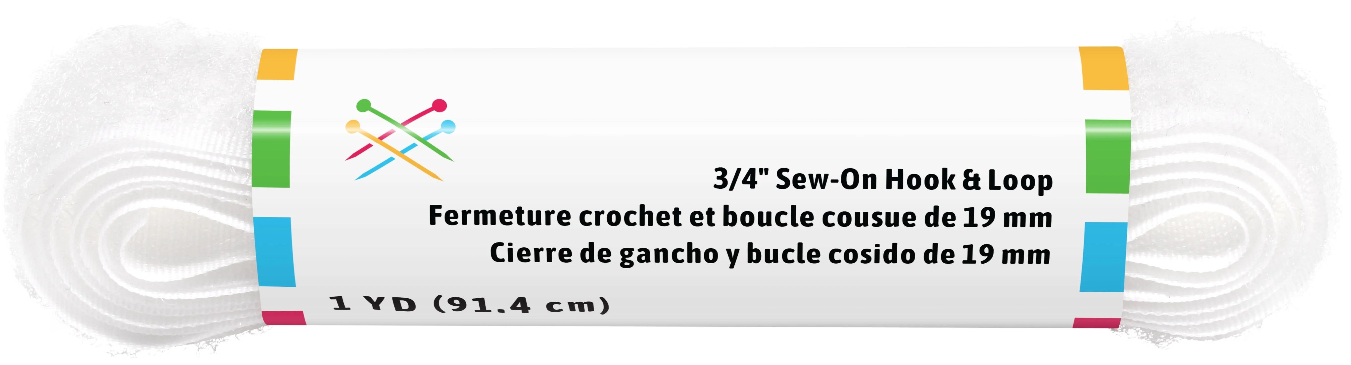 3/4" Sew-On Hook & Loop, 36" - Black or White