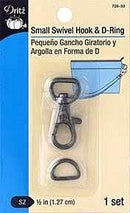 Small Swivel Hook & D-Ring for Detachable Straps, 1/2" (1.27cm)
