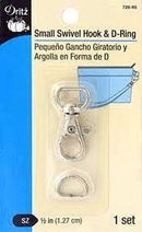 Small Swivel Hook & D-Ring for Detachable Straps, 1/2" (1.27cm)