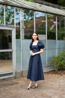 Puff and Pencil Square Neck Dress with Puff Sleeves - Paper Pattern