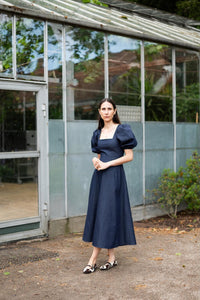 Puff and Pencil Square Neck Dress with Puff Sleeves - Paper Pattern