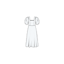 Puff and Pencil Square Neck Dress with Puff Sleeves - Paper Pattern