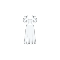 Puff and Pencil Square Neck Dress with Puff Sleeves - Paper Pattern