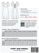 Puff and Pencil Square Neck Dress with Puff Sleeves - Paper Pattern