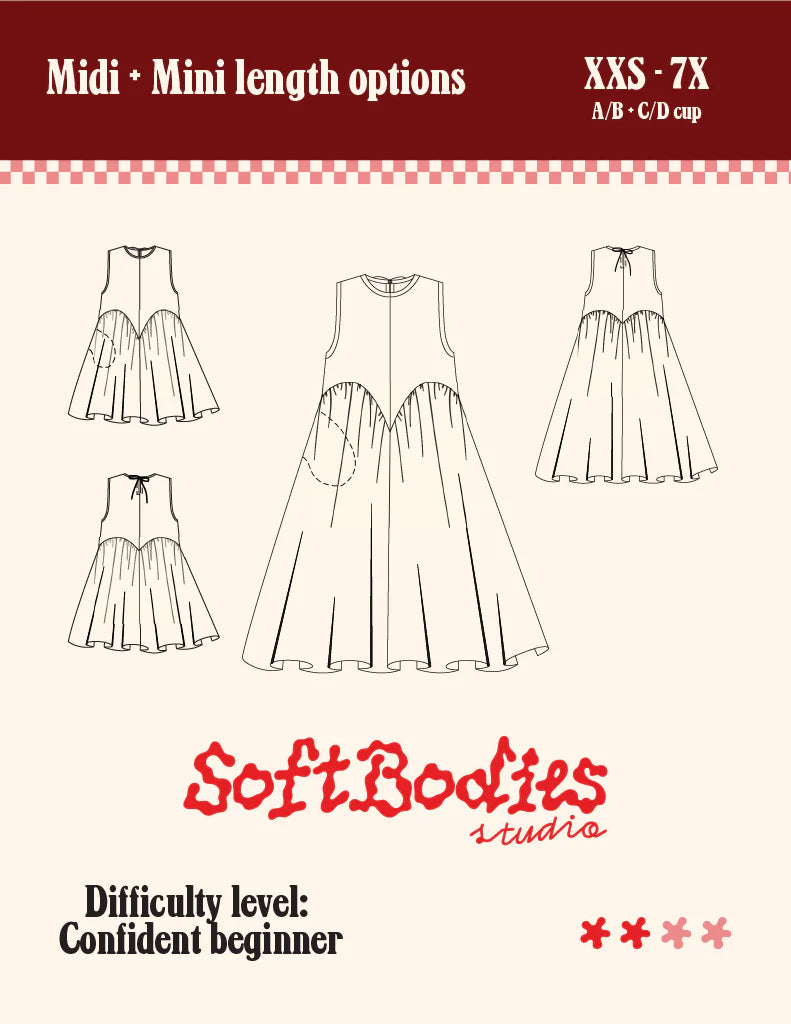 Soft Bodies Studio Petal Dress Sewing Pattern - PDF or Printed