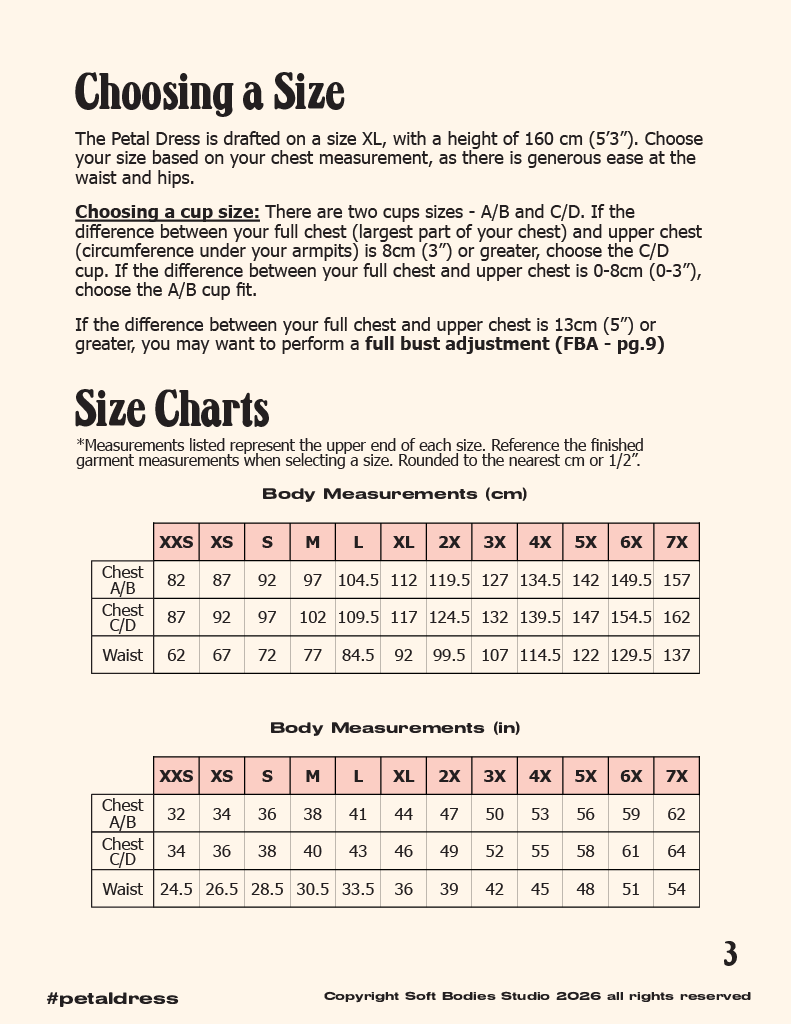 Soft Bodies Studio Petal Dress Sewing Pattern - PDF or Printed