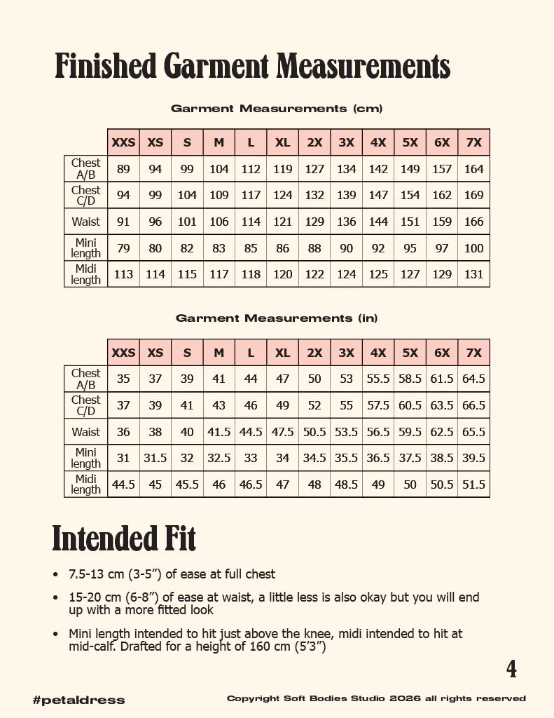 Soft Bodies Studio Petal Dress Sewing Pattern - PDF or Printed