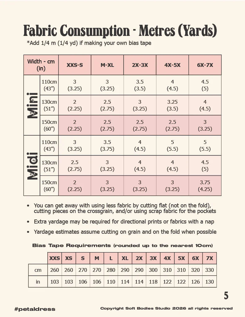 Soft Bodies Studio Petal Dress Sewing Pattern - PDF or Printed