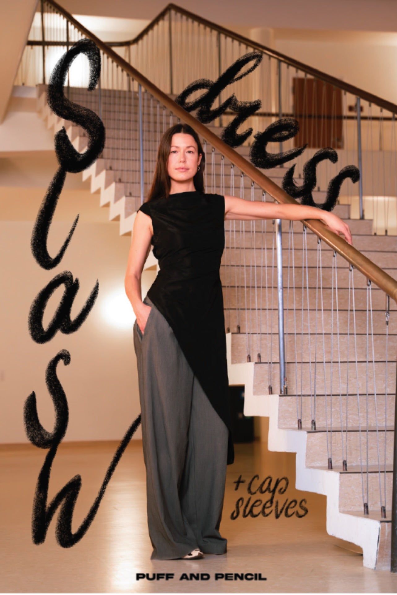 Puff and Pencil Slash Dress with Cap Sleeves - Paper Pattern