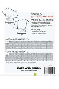 Puff and Pencil Drop Top - Paper Pattern